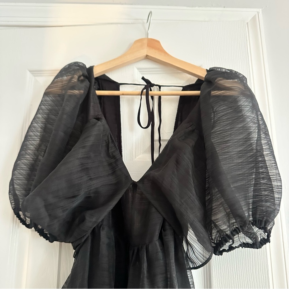 Free People Black Sheer Midi Dress - Picture 2 of 9